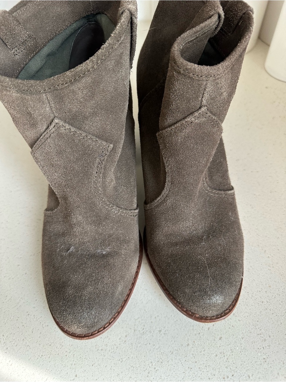 Splendid Suede Ankle Booties in Taupe Brown